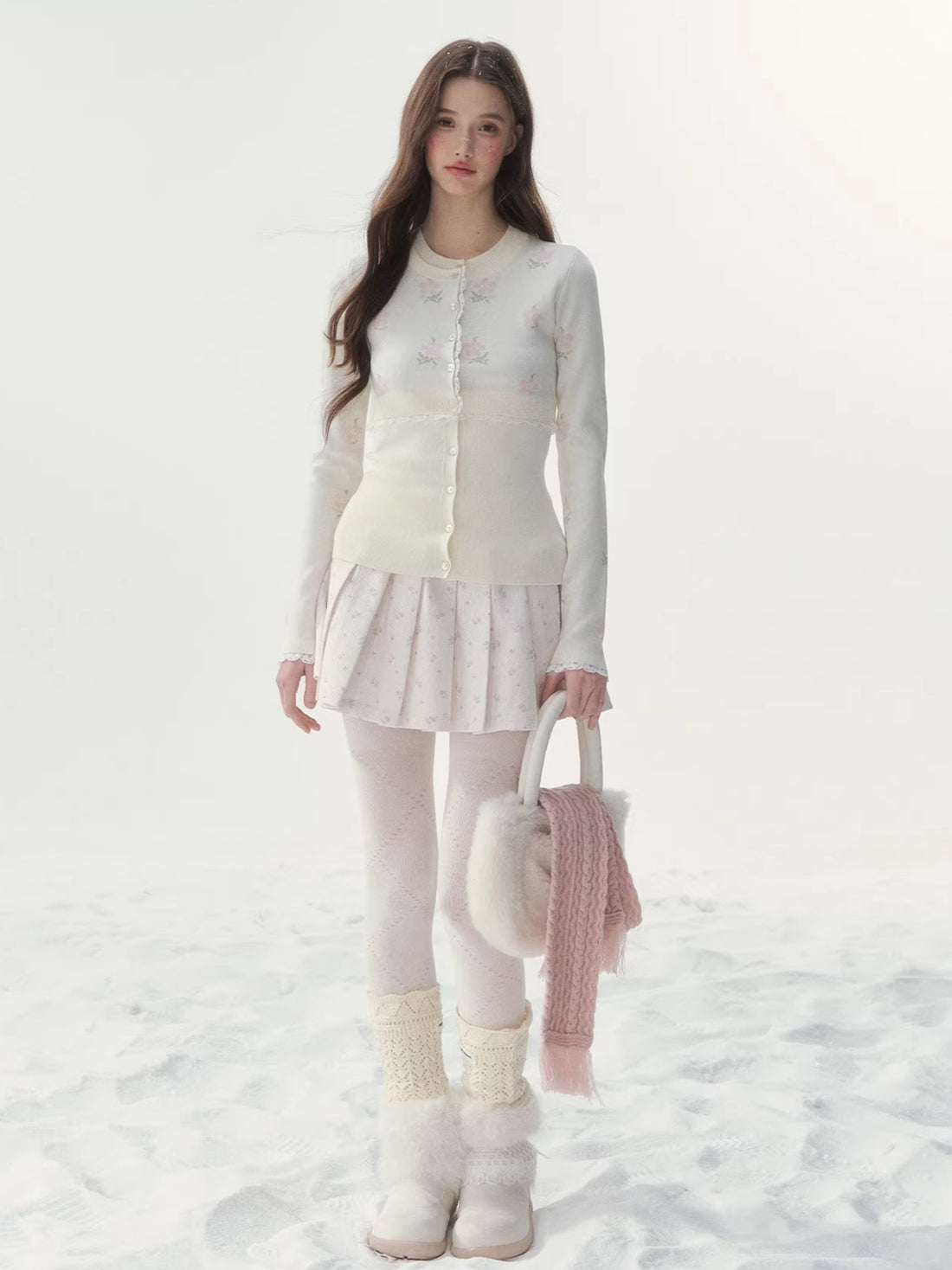 Floral Faux Layer Knit Sweater