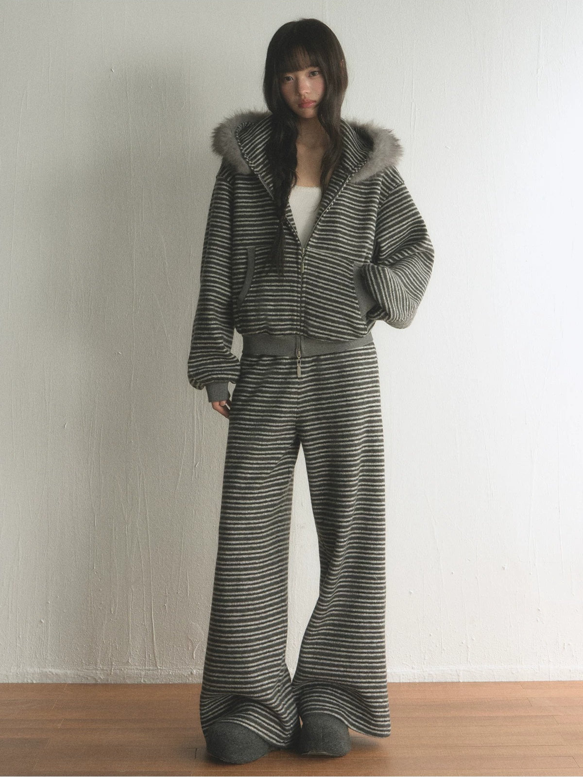 Striped High Waisted Wide Leg Pants