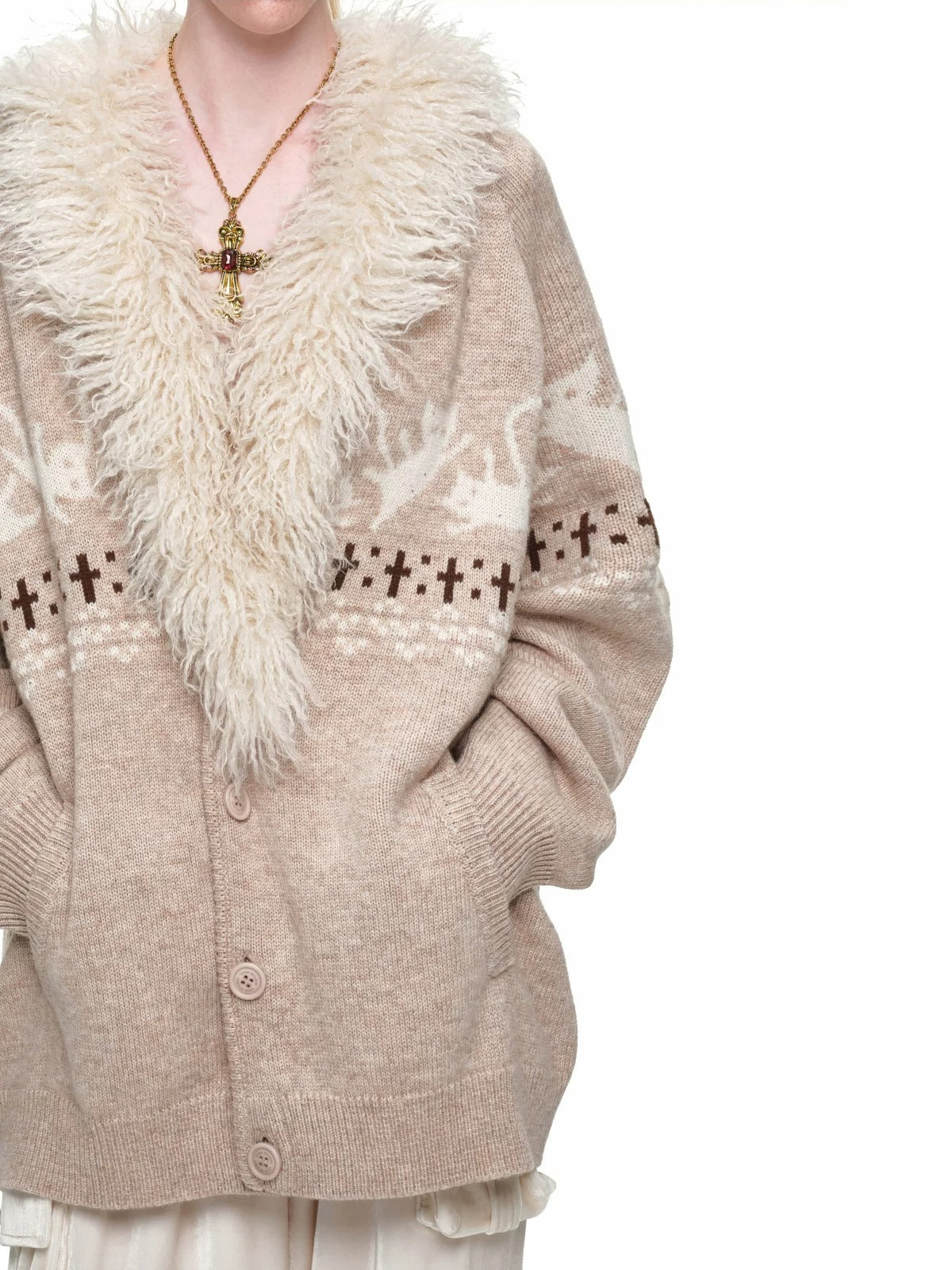 Fair Isle Cat Jacquard Cardigan