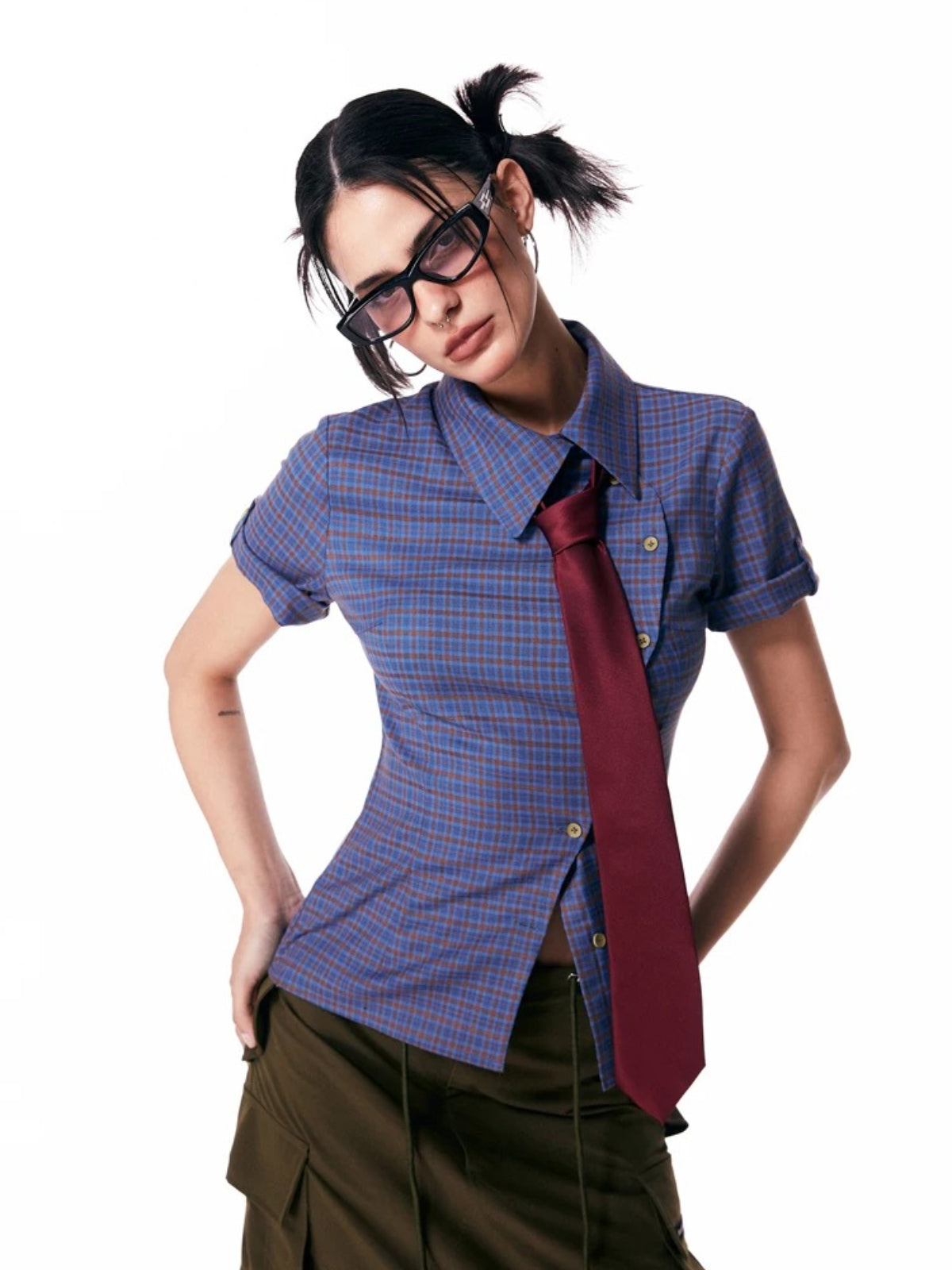 Blue Plaid Short Sleeve Shirt