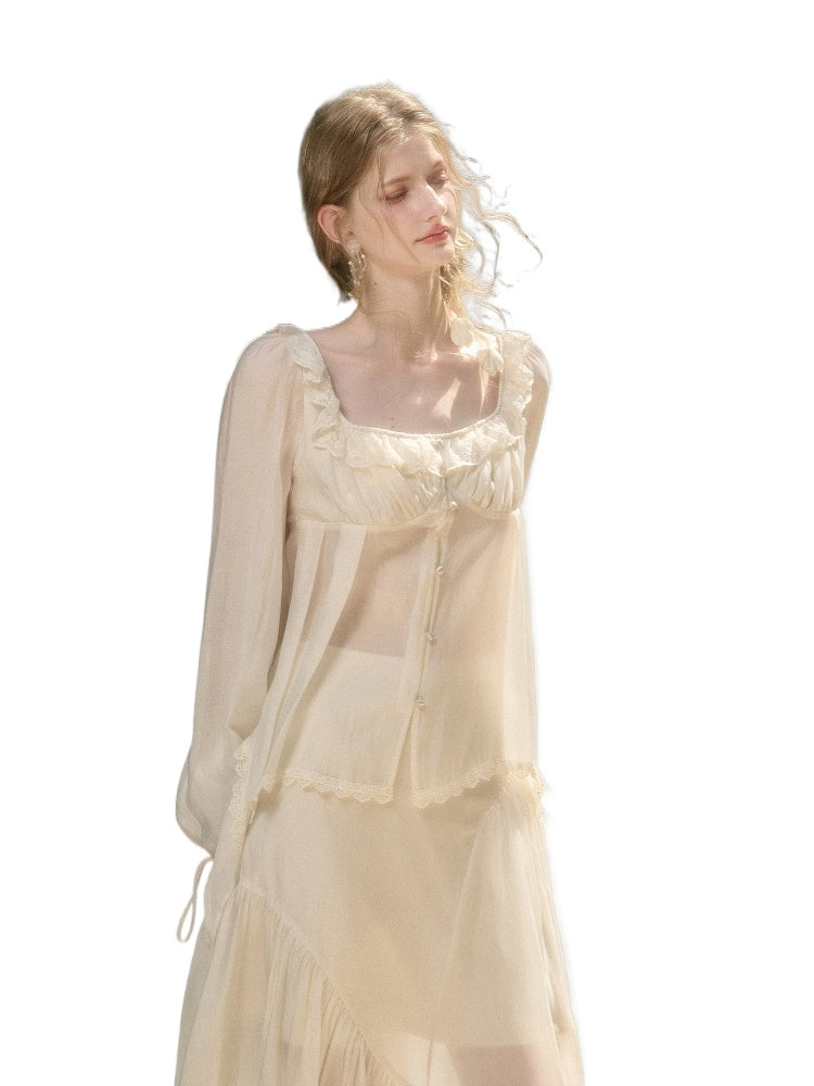 Tencel Air Fabric Shirt &amp; Skirt Set