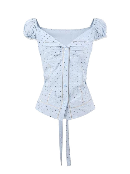 Polka Dot Tie Blouse