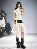 Lace Denim Skirt