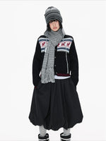 Black Contrast Stand Collar Cardigan