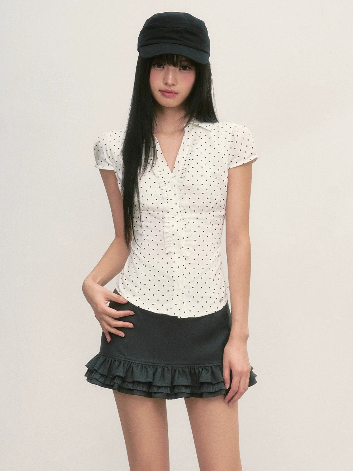 Polka Dot Puff Blouse