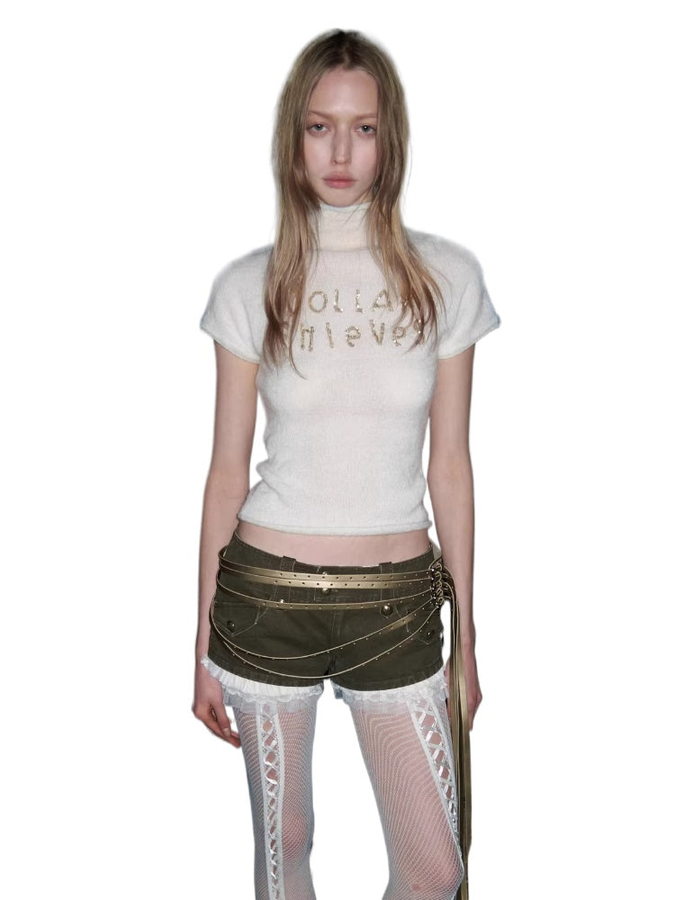 Mohair Sequin Knit Top