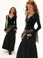 Lace Trim Wrap Knit Cardigan