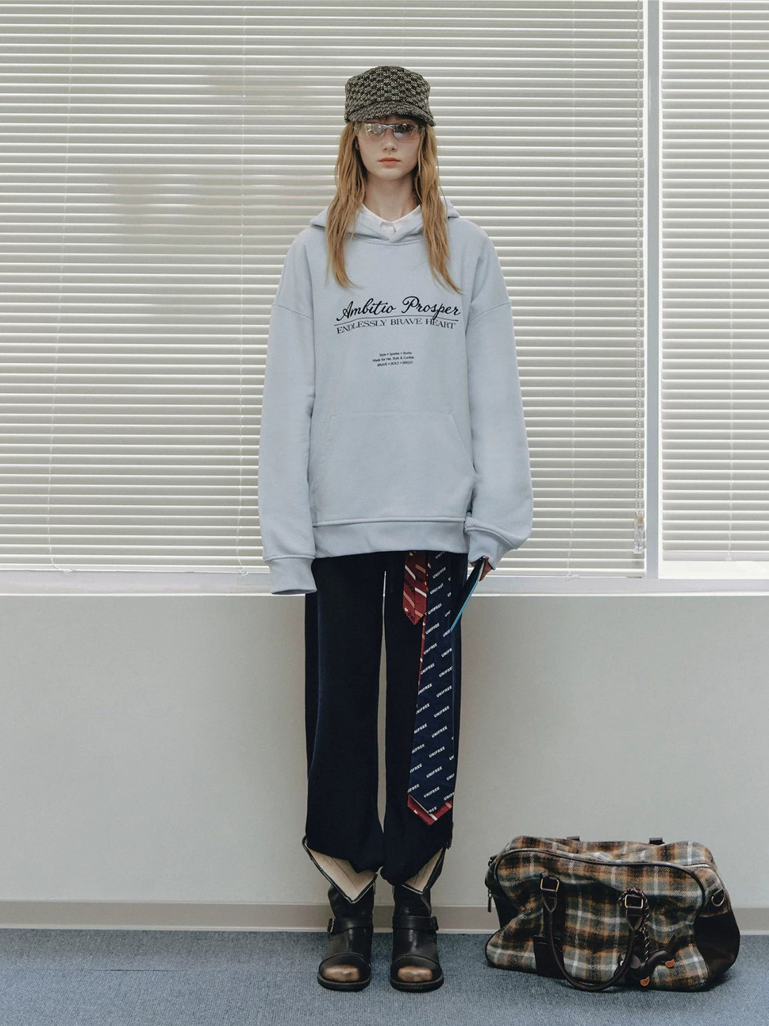 College Embroidered Cotton Hoodie