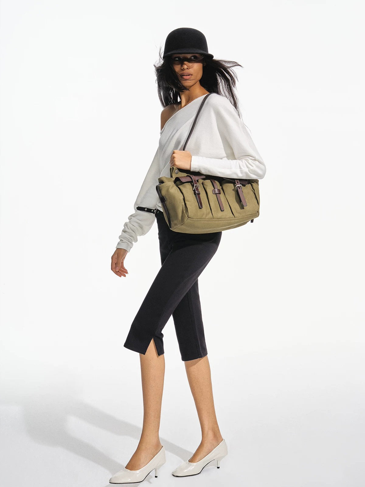 Off-Shoulder Sweatshirt &amp; Flared Pants Set