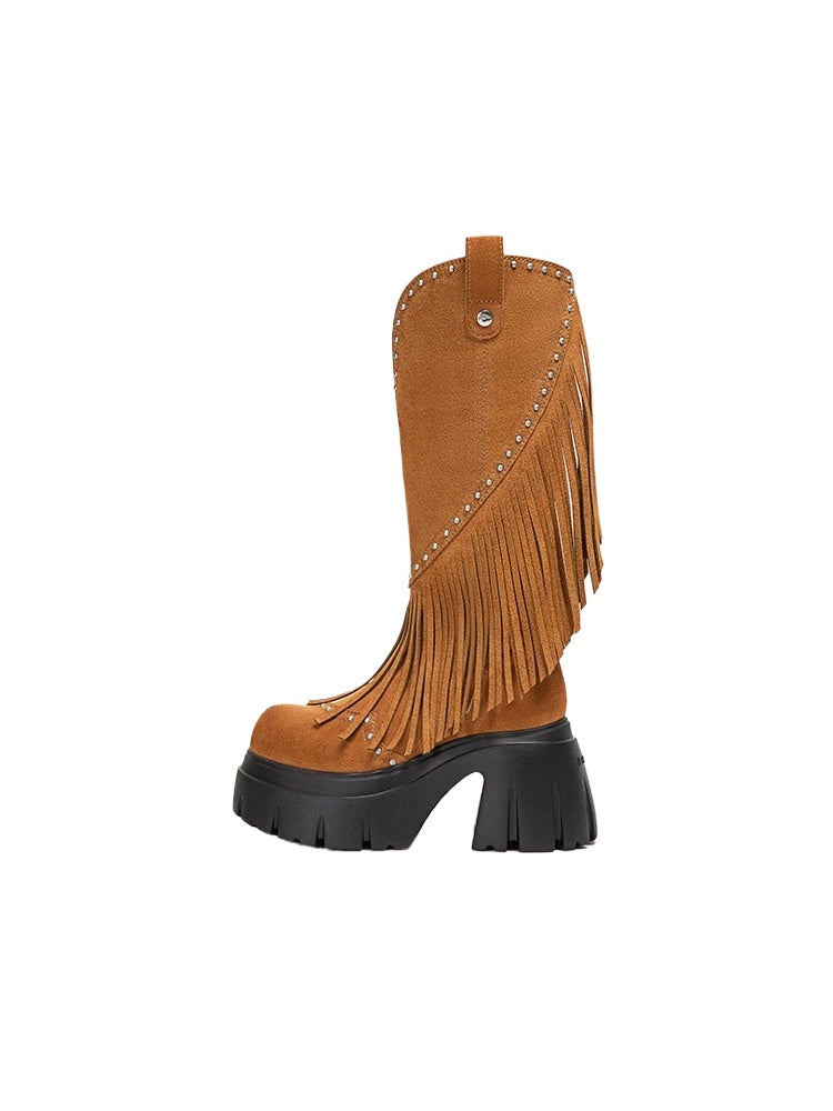 Studded Fringe Cowboy Boots