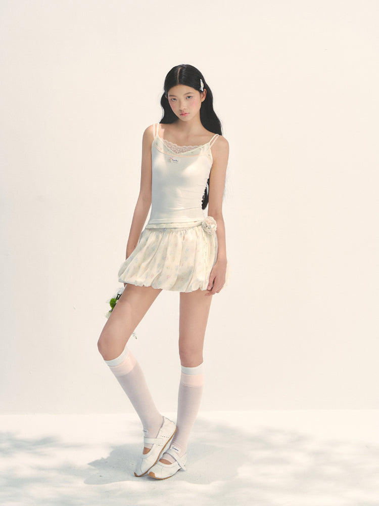 Mesh Floral Puff Skirt