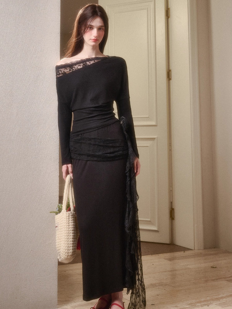 Breathe Lace Off-Shoulder Blouse &amp; Skirt Set