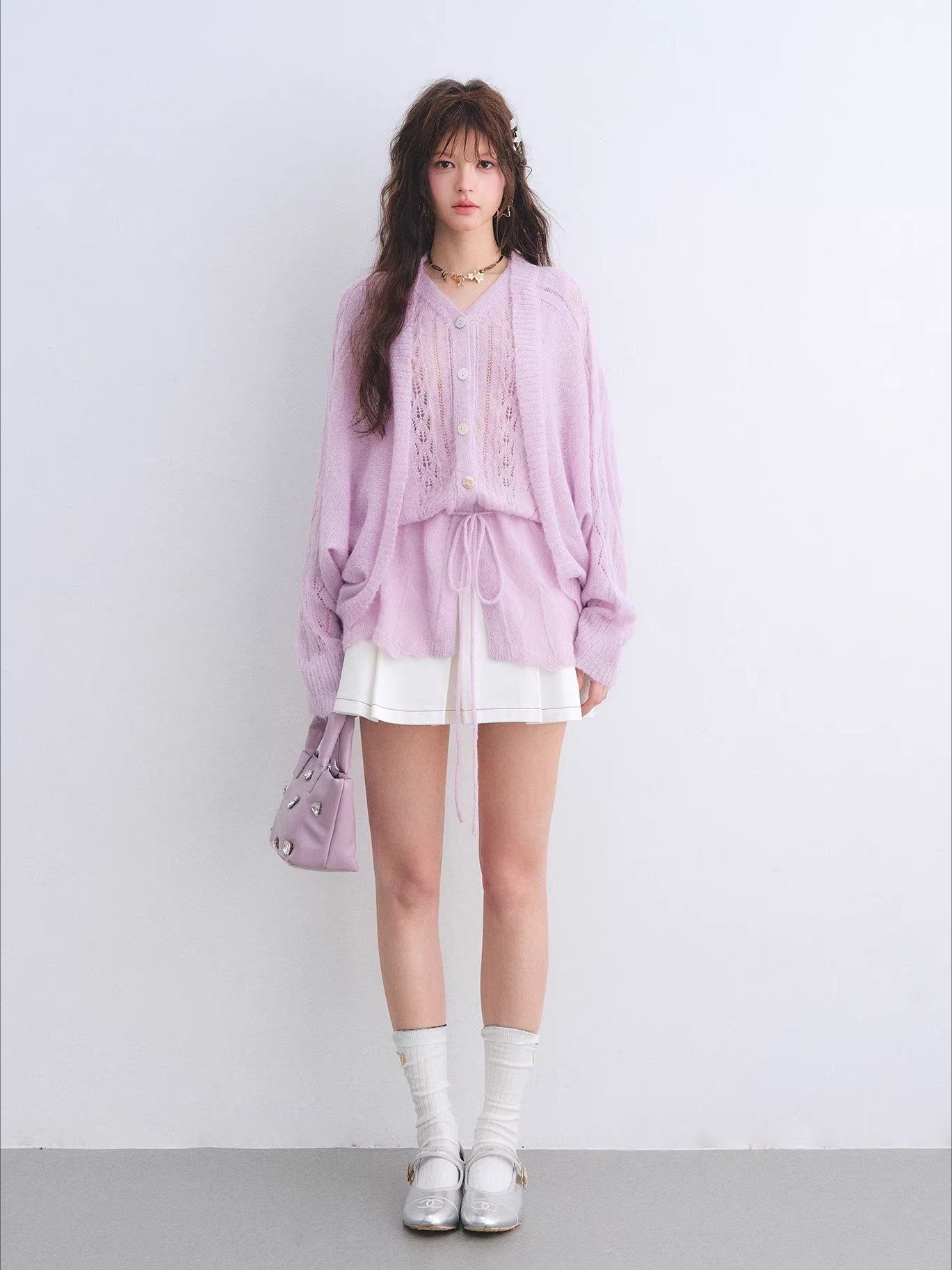 Mohair Knit Cardigan Vest Set
