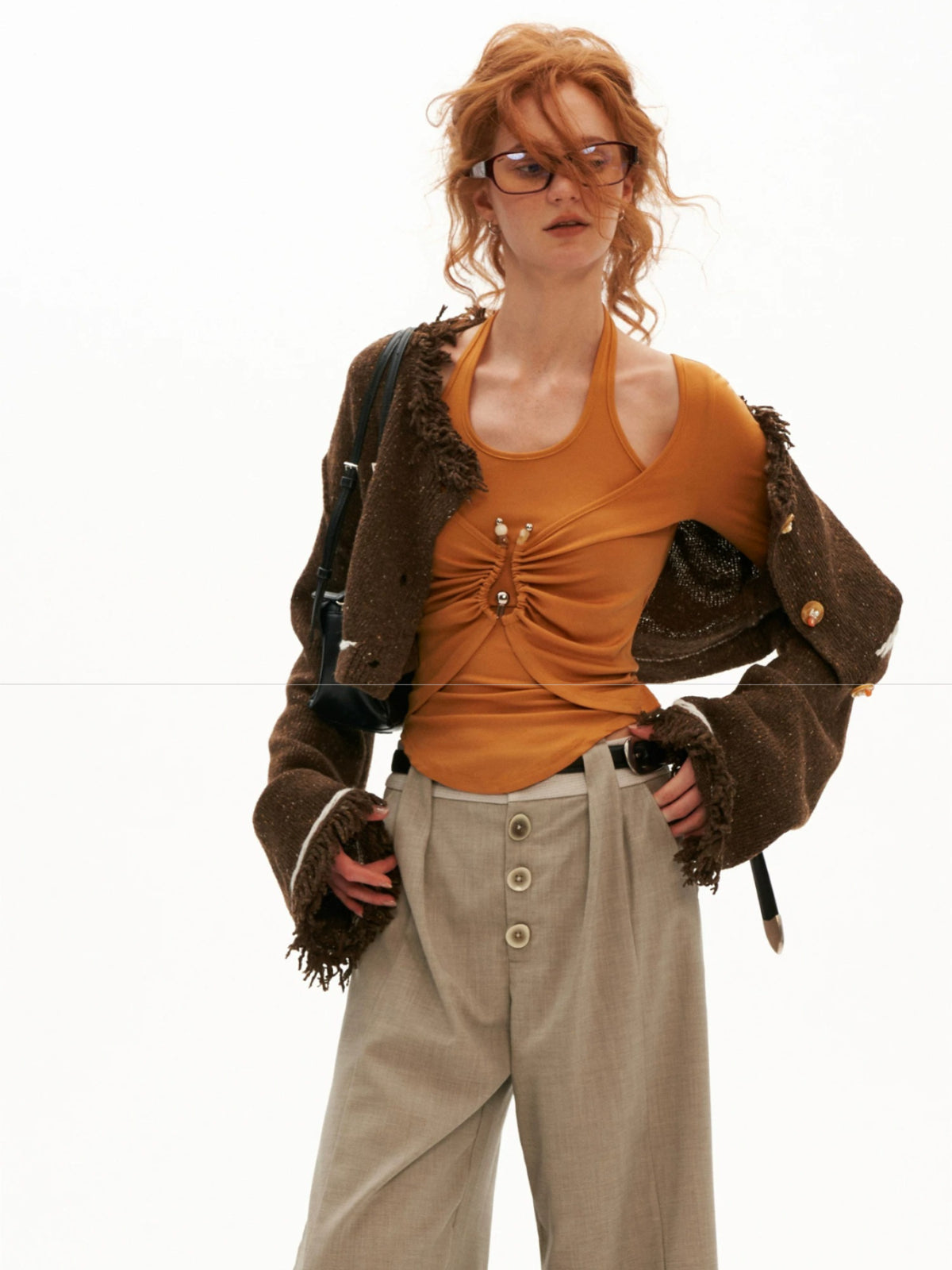 Wool Cropped Bell Sleeve Cardigan