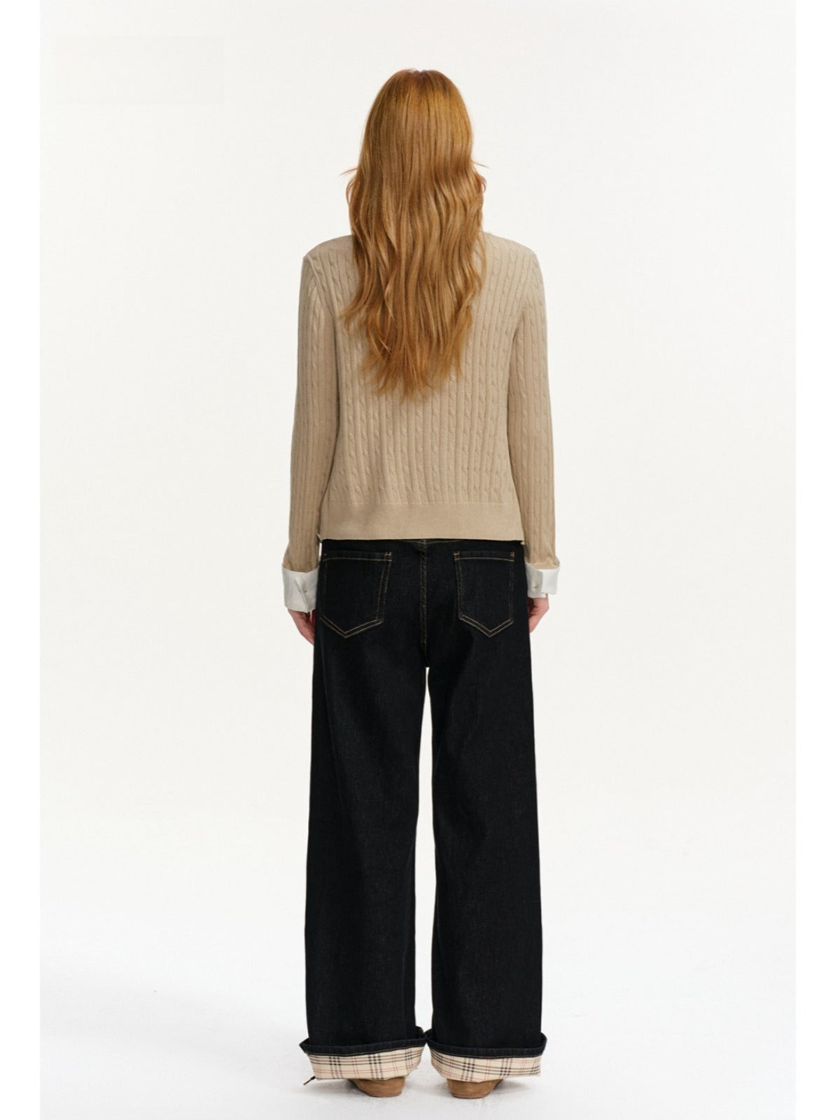 Cable Knit Layered Shirt Cardigan
