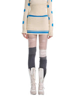 Beige Contrast Knit Skirt