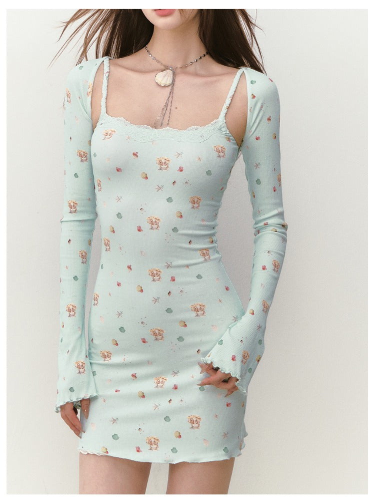 Seaside Series Printed Dress &amp; Cover Up Set