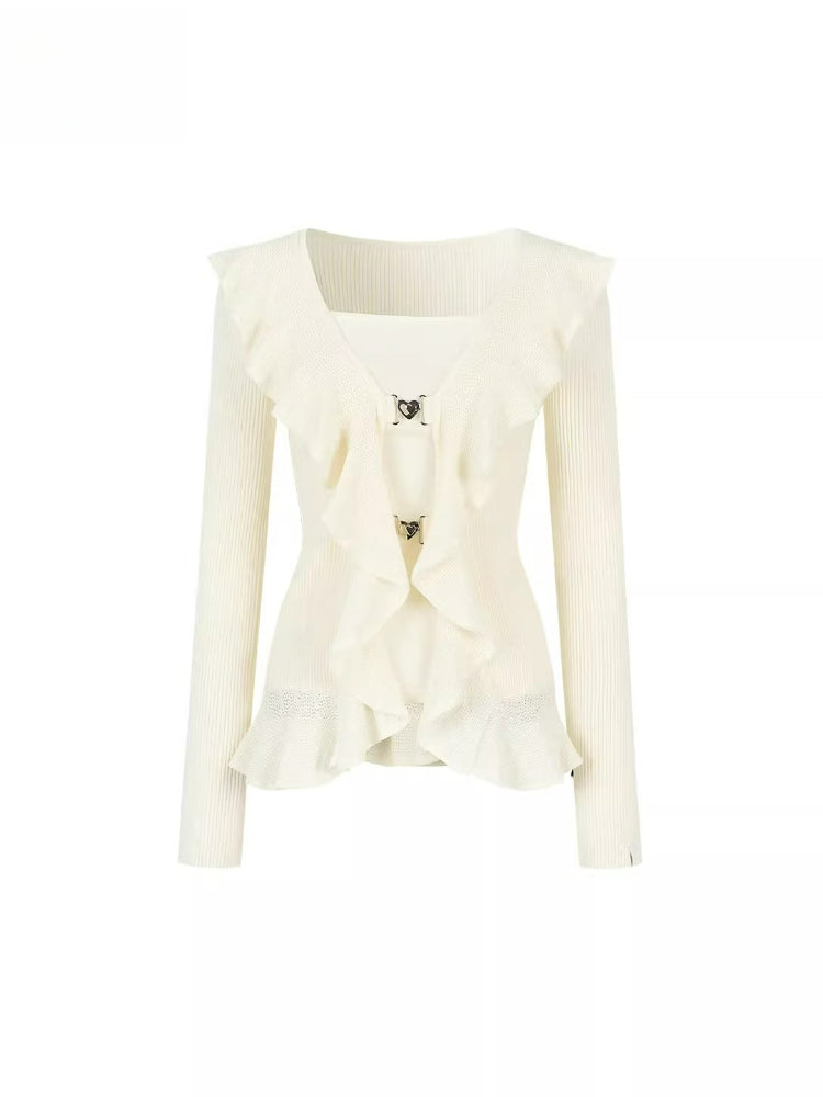 Layered Ruffle-Trim Knit Top
