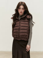 Reversible Floral Detachable Hood Down Vest