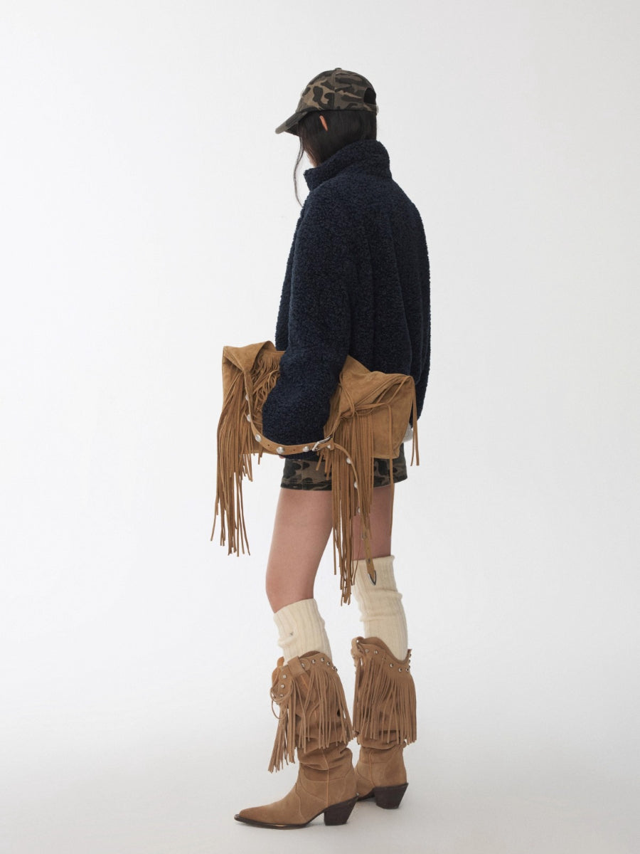 Over-the-Knee Wool Blend Ribbed Warm Leg Socks