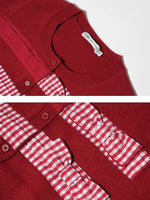 Plaid Bow Knit Cardigan