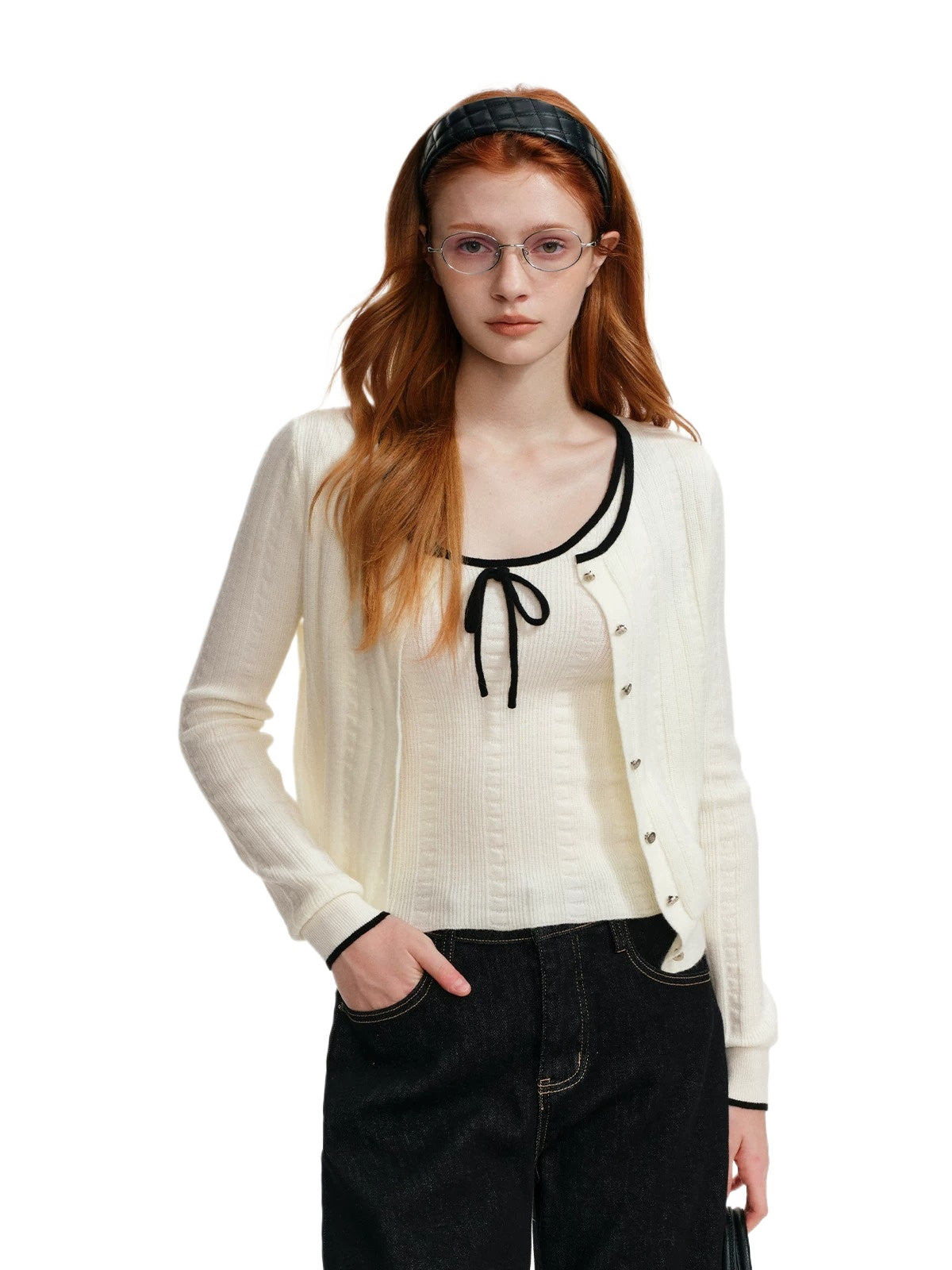 Contrast Trim Knit Twin Set