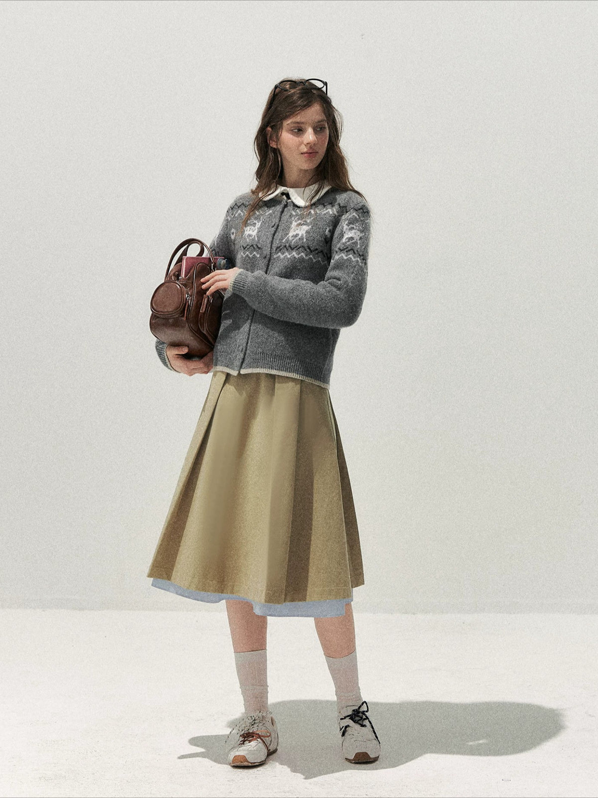 Deer Fair Isle Knit Cardigan