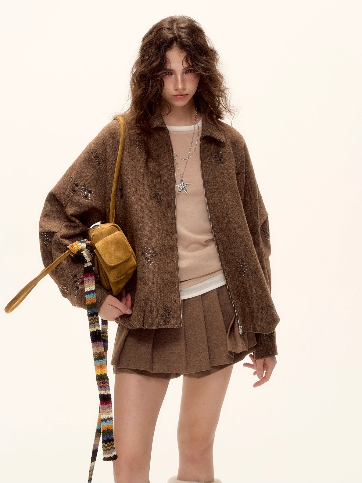 Belted Mohair Pleated Skort