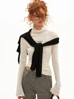 Mock Neck Lettuce-Edge Top