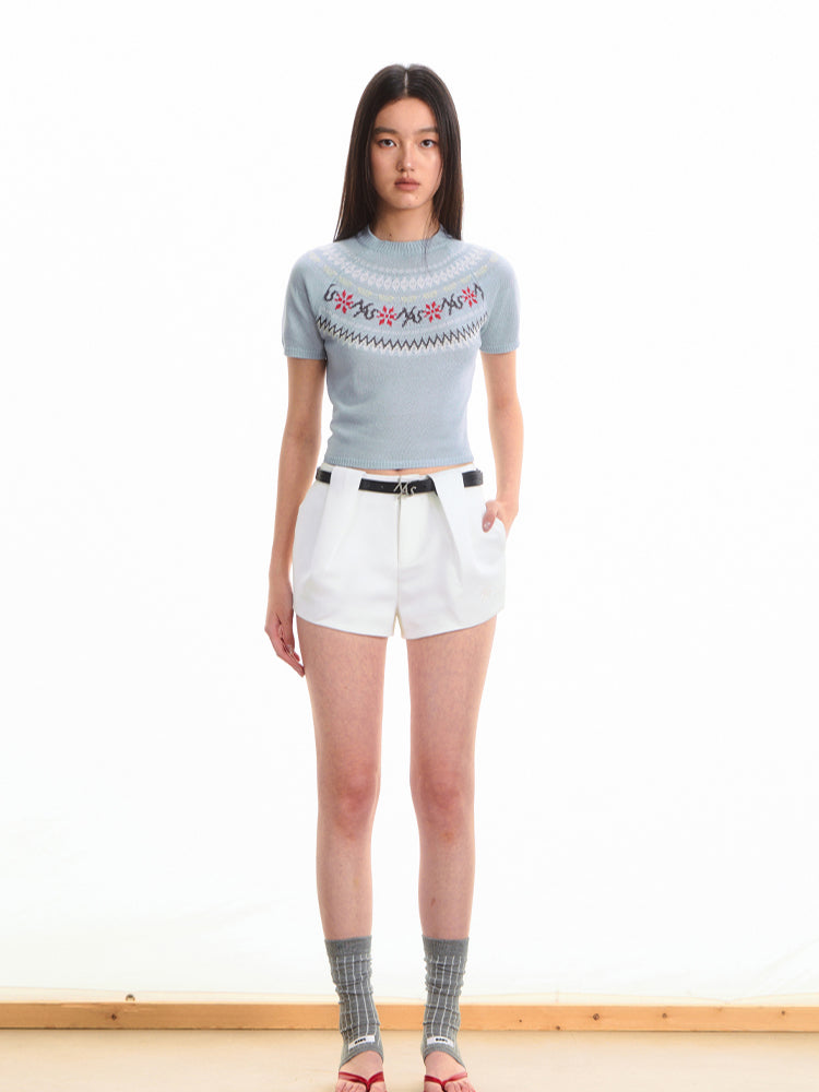 Fair Isle Jacquard Knit T-shirt