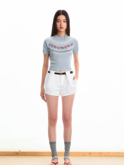 Fair Isle Jacquard Knit T-shirt