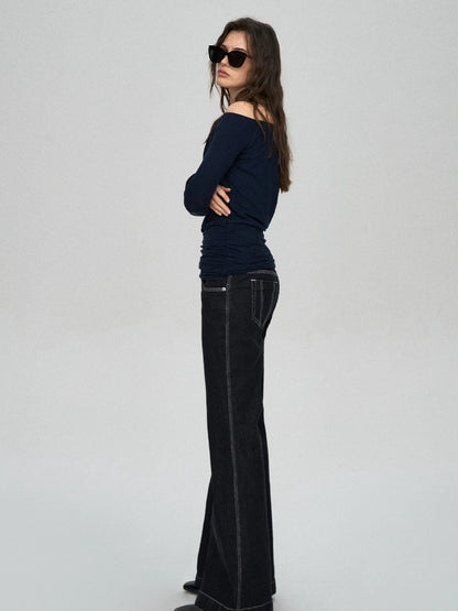 Lyocell Ruched Pearl Tee