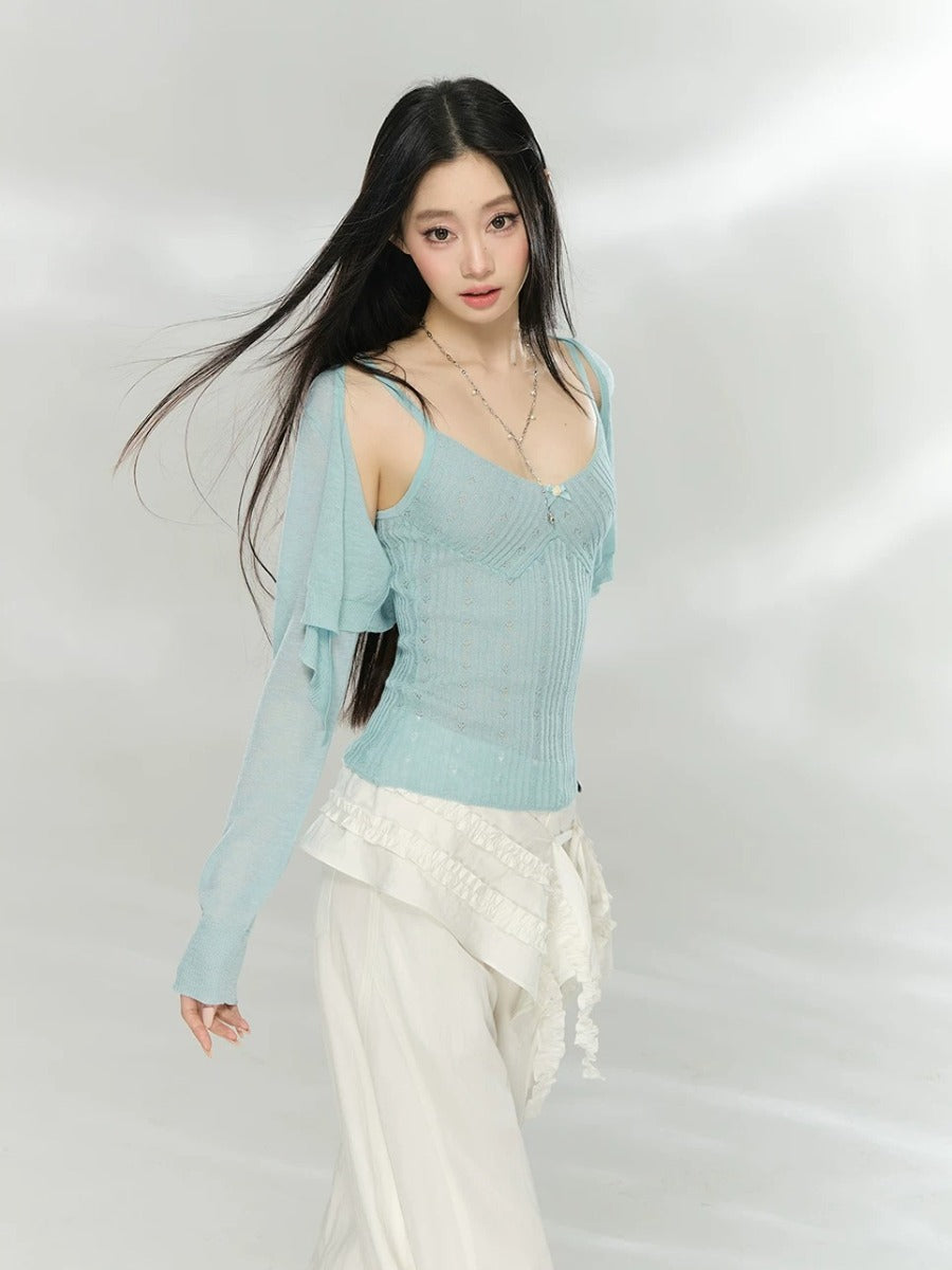 Knit Cardigan Camisole Set