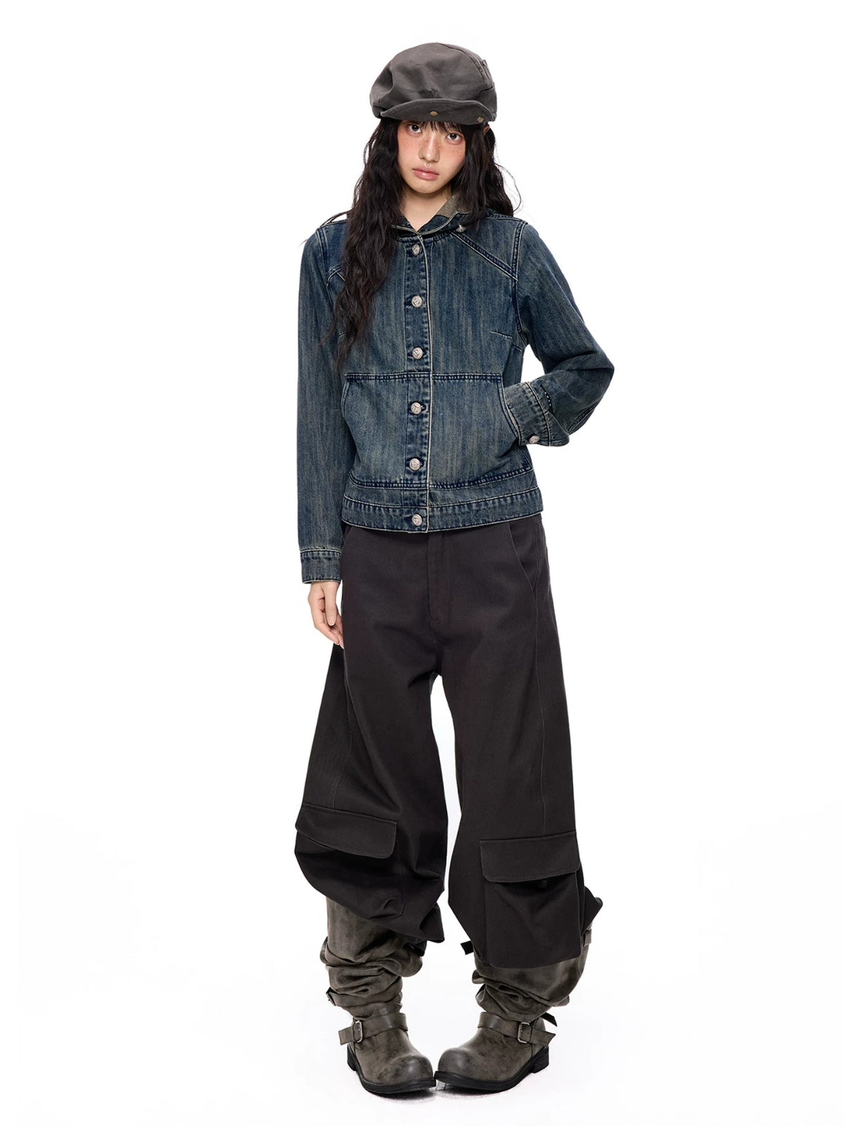 Vintage Washed Hooded Denim Jacket