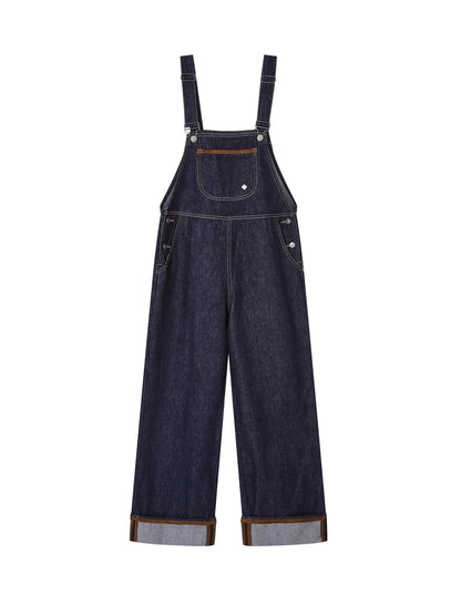 Raw Denim Cuffed Overalls