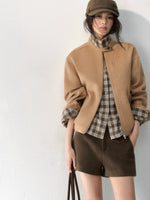 Layered Plaid Wool Blend Jacket