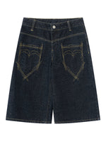 Raw Denim Cropped Straight Pants
