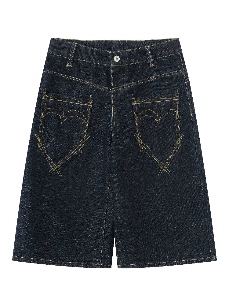 Raw Denim Cropped Straight Pants