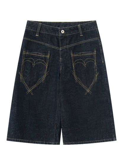 Raw Denim Cropped Straight Pants
