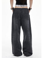 Gray Rivet Wide Leg Jeans