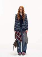 Striped Cat-Ear Hooded Jacket