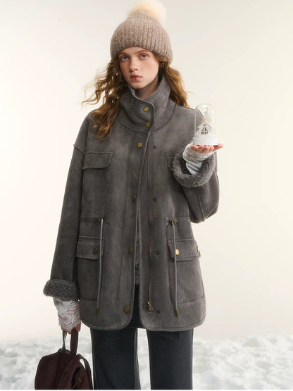 Gray &amp; Brown Reversible Moto Jacket