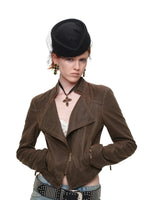 Double-Collar Faux Leather Jacket