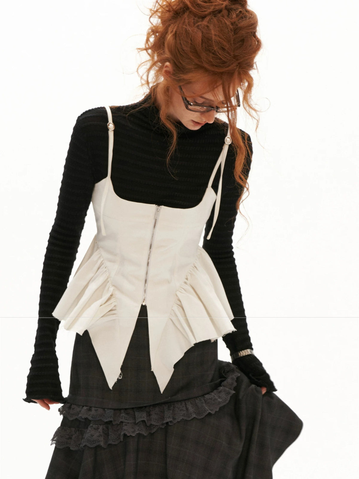 Structured Twill Corset Camisole Top