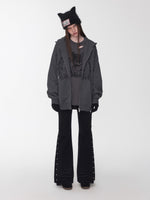 Cat Graphic Double-Zip Convertible Hoodie Jacket