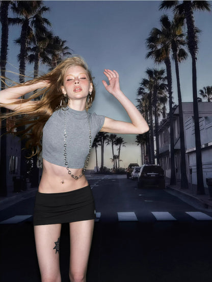 Deleteex Backless Tie Crop Tee