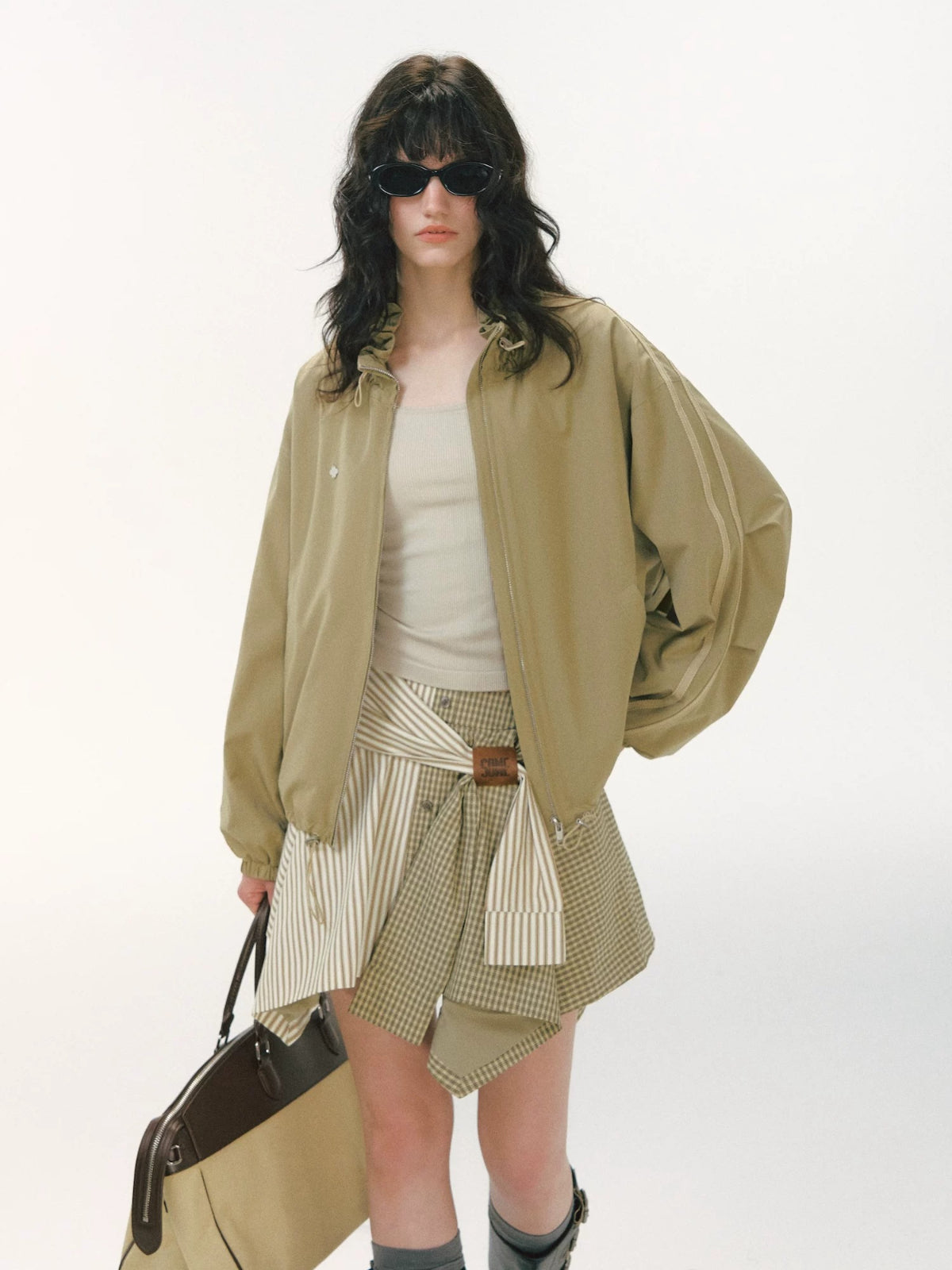Ribbon Ruffle Drawstring Jacket