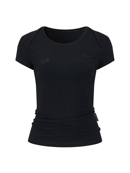 Embroidered Letter Short-Sleeve T-shirt