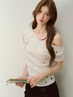 Star Embroidered Shoulder Top