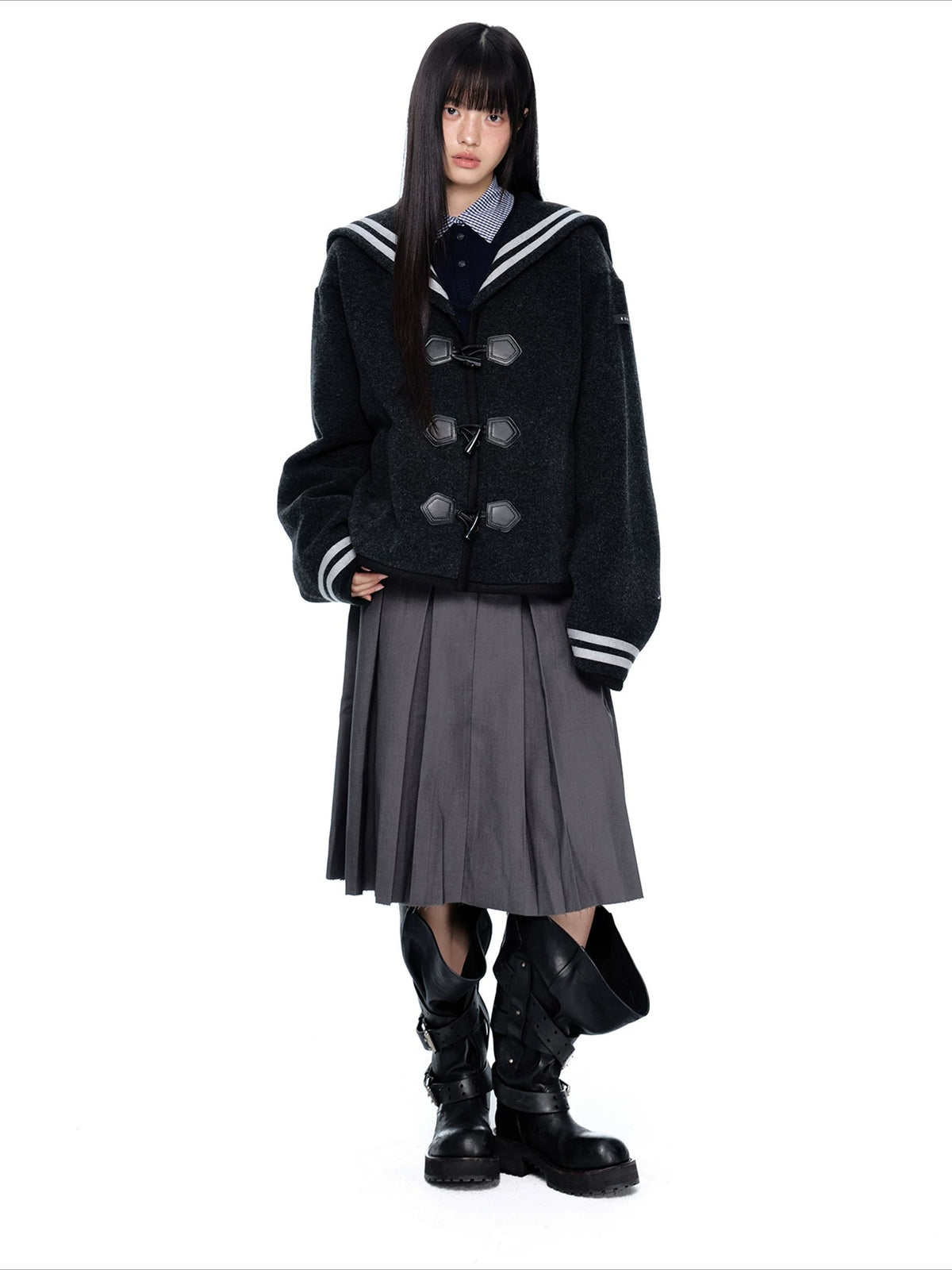 Navy Collar Toggle Jacket
